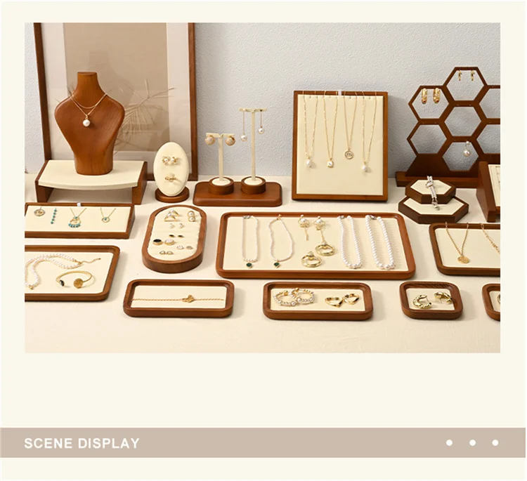 Oirlv Wooden Jewelry Display Tray Jewelry Organizer Suitable For Jewelry Make Bracelet Necklace Tray Jewelry Ring Display Plate