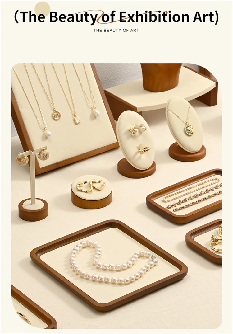 Oirlv Wooden Jewelry Display Tray Jewelry Organizer Suitable For Jewelry Make Bracelet Necklace Tray Jewelry Ring Display Plate