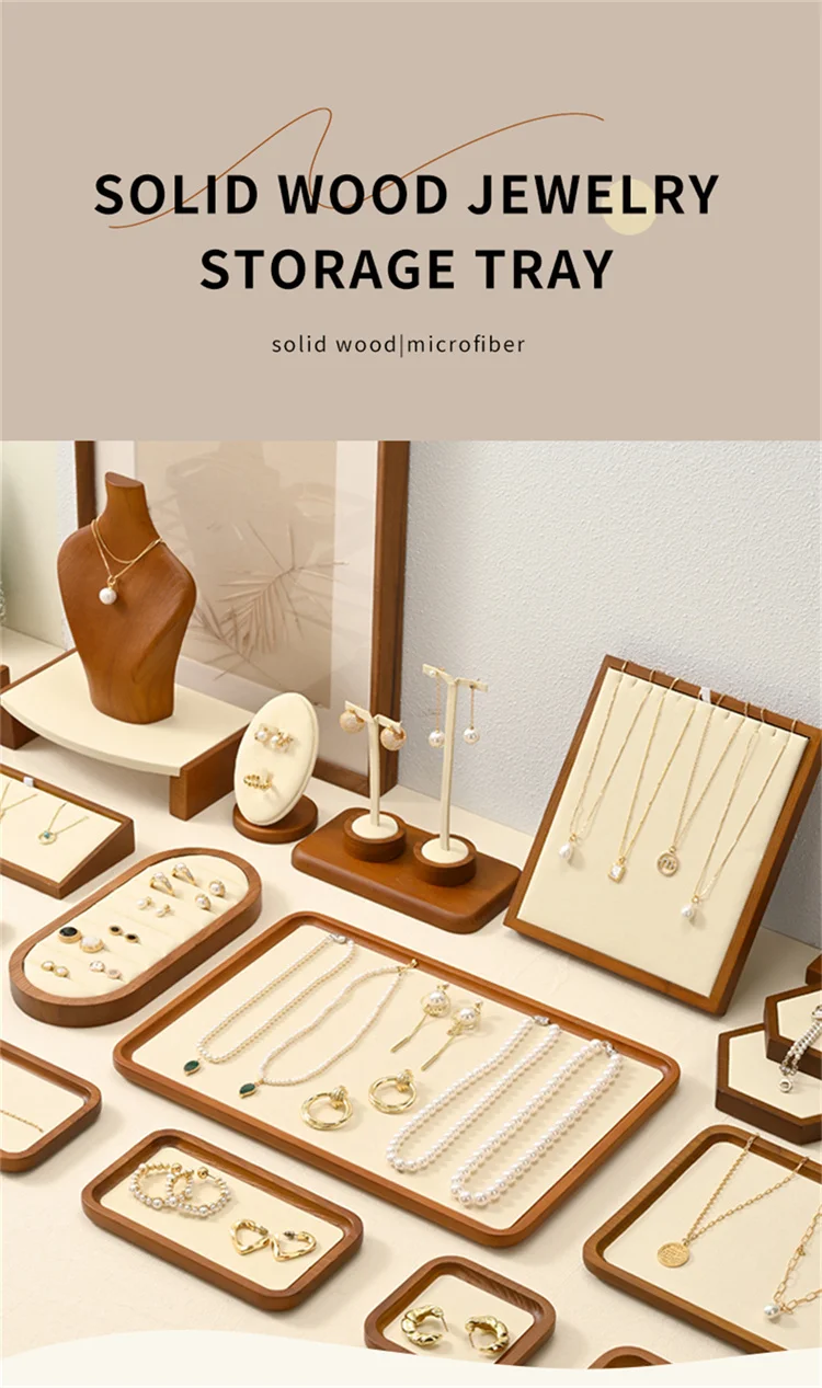 Oirlv Wooden Jewelry Display Tray Jewelry Organizer Suitable For Jewelry Make Bracelet Necklace Tray Jewelry Ring Display Plate