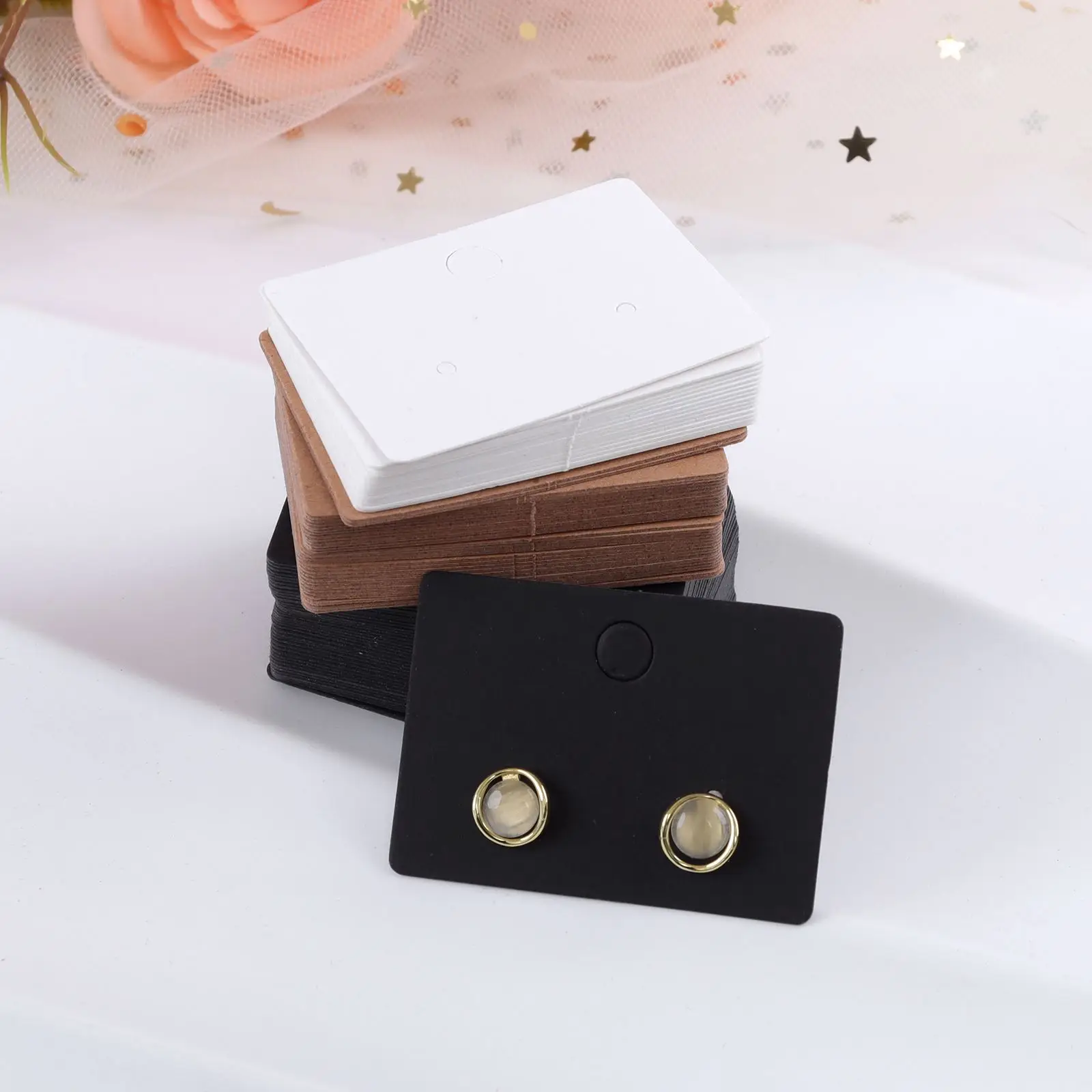 50pcs/Lot Earrings Necklaces Display Cards For Jewelry Organizer Self-Seal Packaging Cardboard Hang Tag Card Ear Stud Paper Card