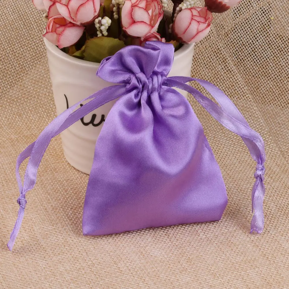 10pcs/Lot 8x10cm10x15cm Soft Silk Satin Gift Bag Smooth Cloth Ring Bracelet Necklace Jewelry Storage Packing Drawstring Pouches