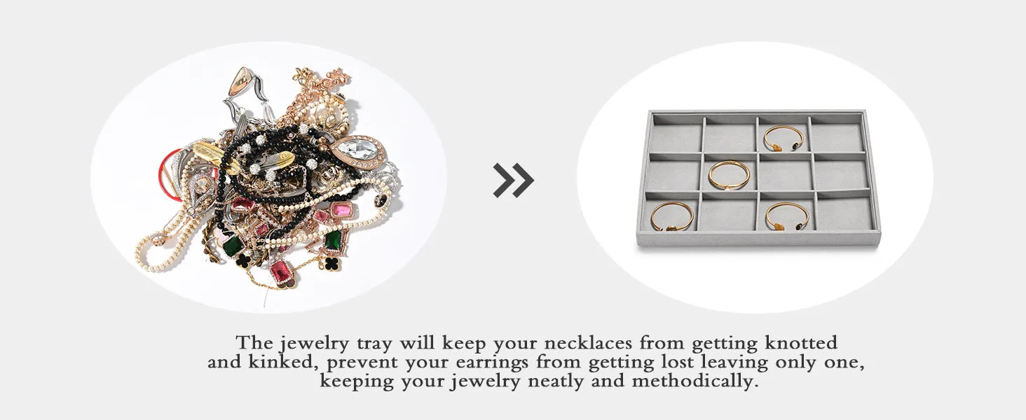 Elegant Jewelry Display & Storage Trays: Jeweler Versatile Velvet-Lined Bins for Organizing Necklaces, Rings, Earrings, & More