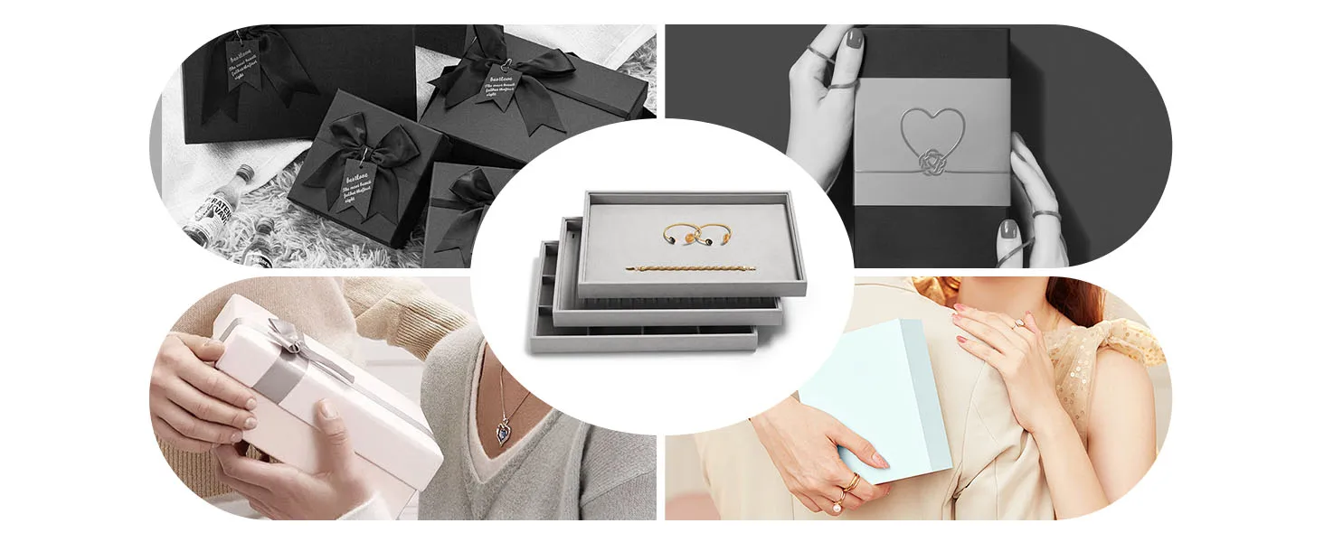 Elegant Jewelry Display & Storage Trays: Jeweler Versatile Velvet-Lined Bins for Organizing Necklaces, Rings, Earrings, & More