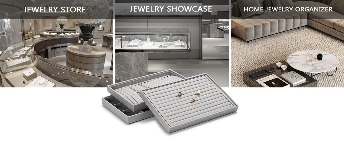 Elegant Jewelry Display & Storage Trays: Jeweler Versatile Velvet-Lined Bins for Organizing Necklaces, Rings, Earrings, & More