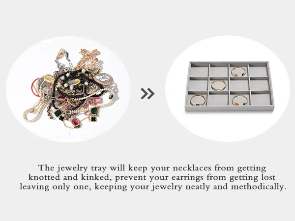 Elegant Jewelry Display & Storage Trays: Jeweler Versatile Velvet-Lined Bins for Organizing Necklaces, Rings, Earrings, & More