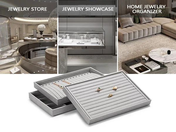 Elegant Jewelry Display & Storage Trays: Jeweler Versatile Velvet-Lined Bins for Organizing Necklaces, Rings, Earrings, & More