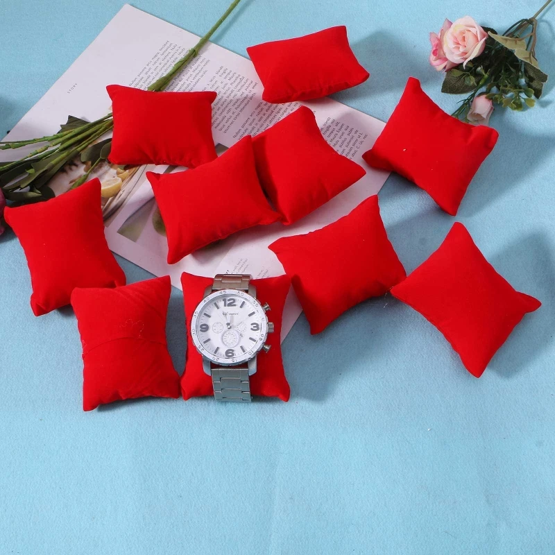 10 Pieces Velvet Bracelet Watch Pillow Small Multicolor Velvet Pillow Jewelry Bracelet Cushion Holder Organizer Pillow