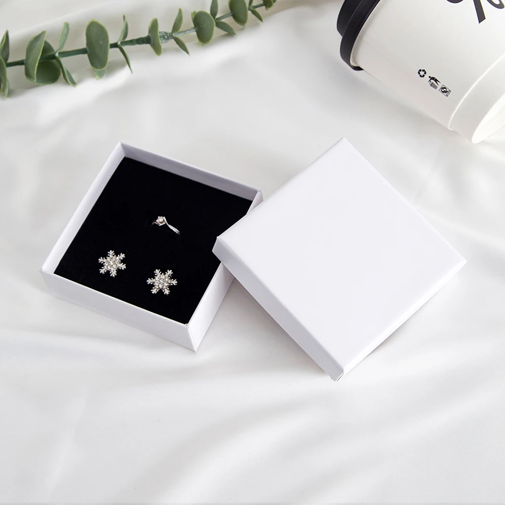10Pcs Jewelry Kraft Box Ring Necklace Earrings Bracelet Organizer Girls Women Men Gift Packaging Travel Accessories Sponge Case
