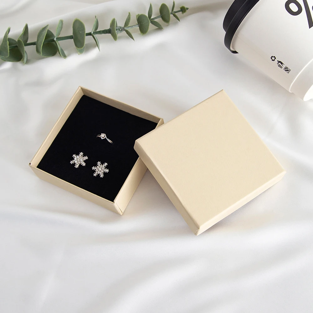 10Pcs Jewelry Kraft Box Ring Necklace Earrings Bracelet Organizer Girls Women Men Gift Packaging Travel Accessories Sponge Case