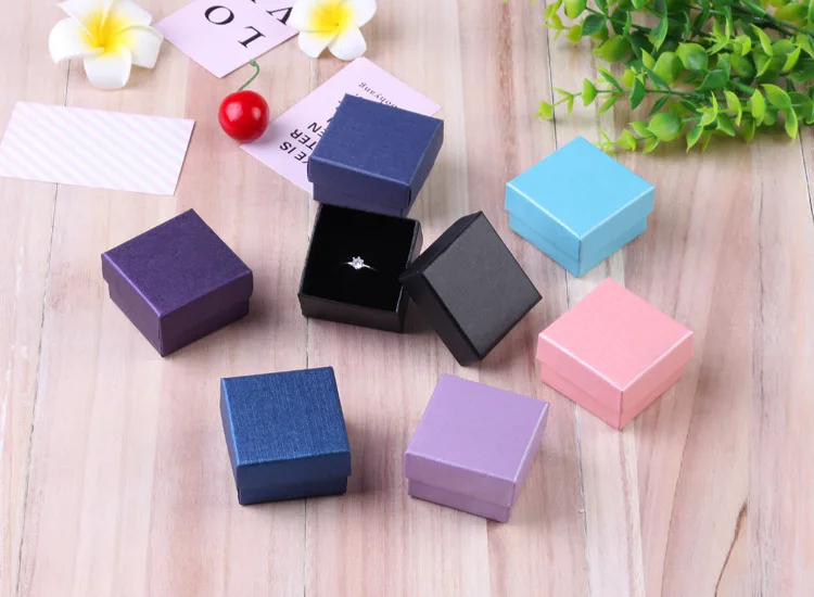 24pcs Bulk 9x9x3cm Jewelry Travel Organizer Gift Box with Black Velvet Sponge Earrings Ring Necklace Storage Cardboard Dust Case