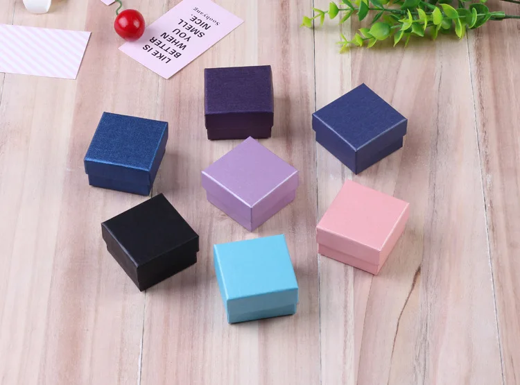 24pcs Bulk 9x9x3cm Jewelry Travel Organizer Gift Box with Black Velvet Sponge Earrings Ring Necklace Storage Cardboard Dust Case