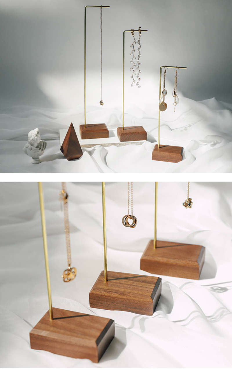 Wooden and metal necklace holders bracelet stand for jewelry chain holders earring organizer jewellery display case Hanging