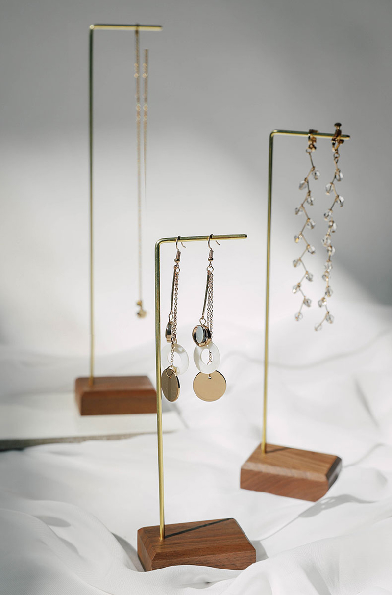 Wooden and metal necklace holders bracelet stand for jewelry chain holders earring organizer jewellery display case Hanging