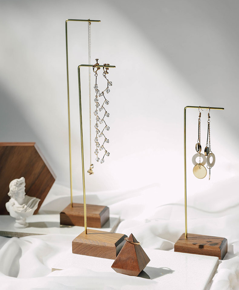 Wooden and metal necklace holders bracelet stand for jewelry chain holders earring organizer jewellery display case Hanging