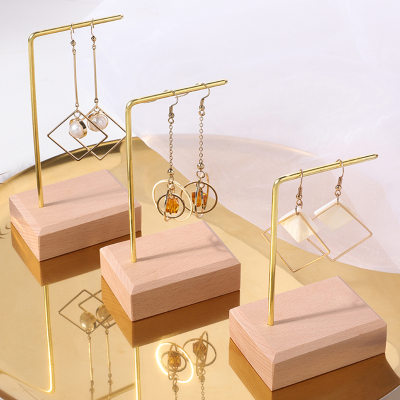 Wooden and metal necklace holders bracelet stand for jewelry chain holders earring organizer jewellery display case Hanging