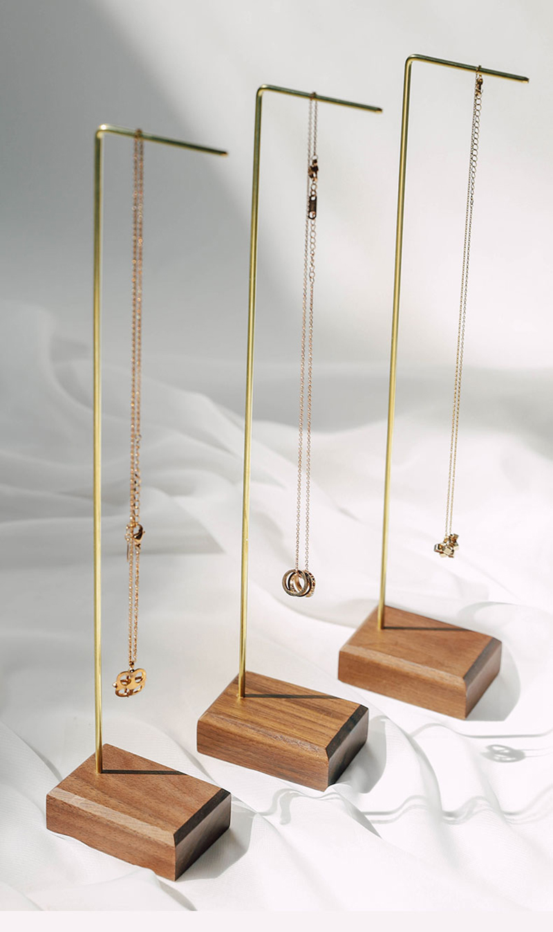 Wooden and metal necklace holders bracelet stand for jewelry chain holders earring organizer jewellery display case Hanging