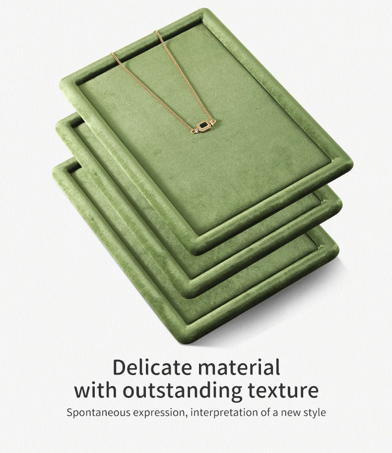 Yinbeini Velvet Jewelry Flat Tray Ring Pendant Bracelet Necklace Display Tray Jewelry Storage Organizer Plate P082