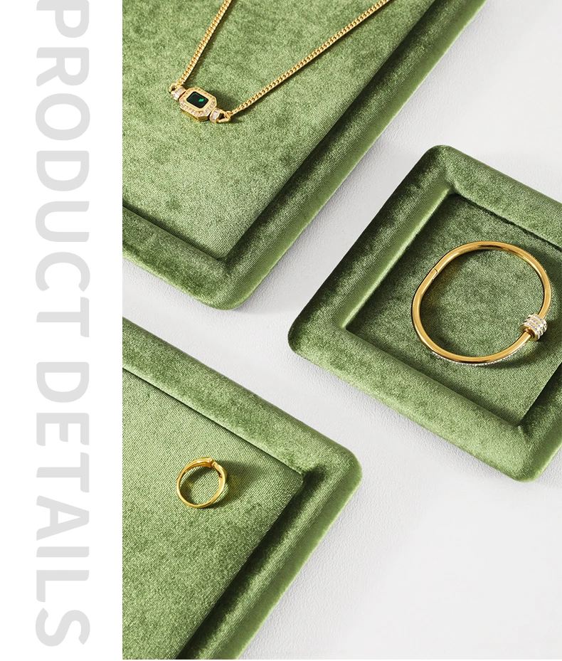 Yinbeini Velvet Jewelry Flat Tray Ring Pendant Bracelet Necklace Display Tray Jewelry Storage Organizer Plate P082