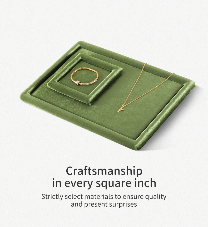 Yinbeini Velvet Jewelry Flat Tray Ring Pendant Bracelet Necklace Display Tray Jewelry Storage Organizer Plate P082