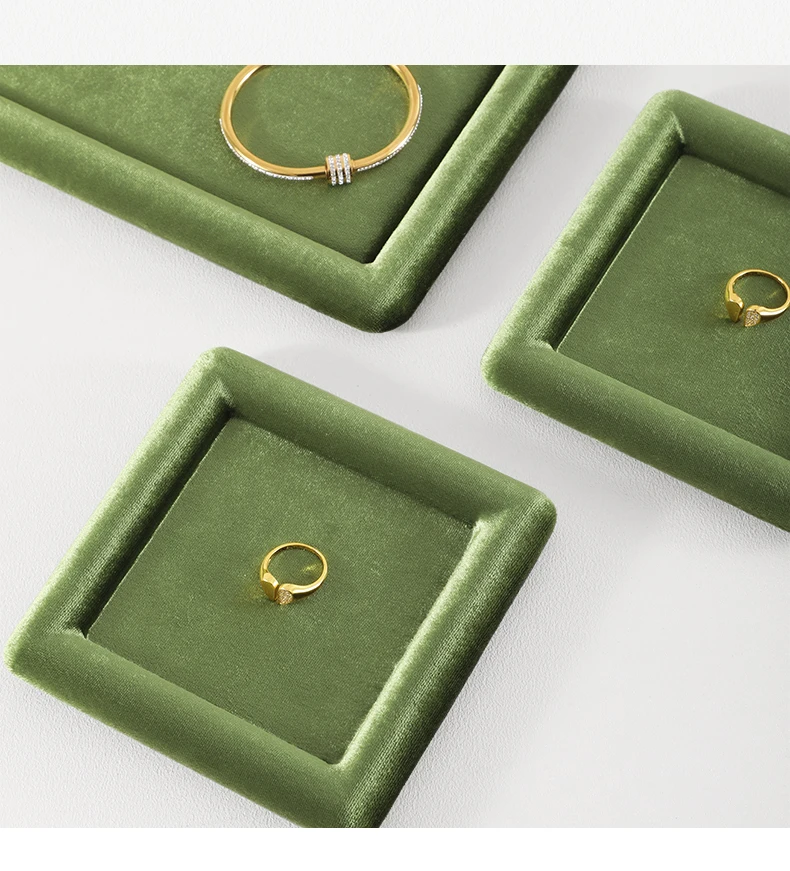 Yinbeini Velvet Jewelry Flat Tray Ring Pendant Bracelet Necklace Display Tray Jewelry Storage Organizer Plate P082