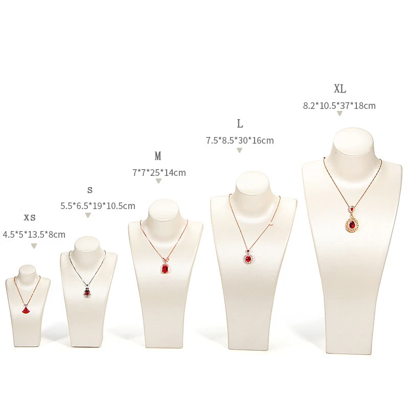 PU Leather Jewelry Display Stand,Luxury Portrait Neck Bust Model for Necklace Pendant Rack, Photo Props & Shop Display Organizer