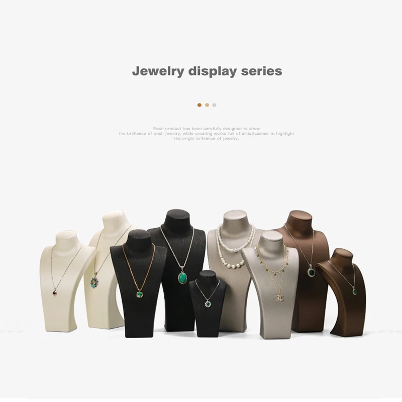 PU Leather Jewelry Display Stand,Luxury Portrait Neck Bust Model for Necklace Pendant Rack, Photo Props & Shop Display Organizer