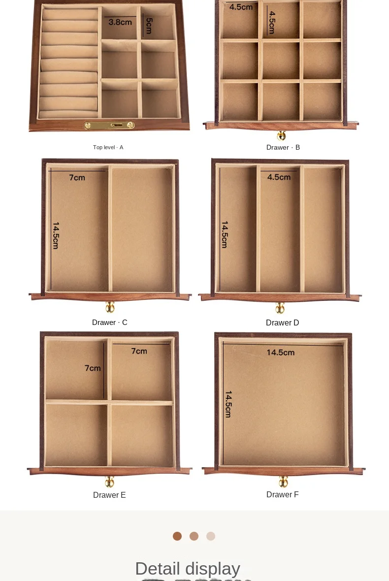 Wood Jewelry Box Big Size Ring Necklace Earrings Jewelry Box Organizer Drawer Bracelet Display Stand Women Accessories Storage