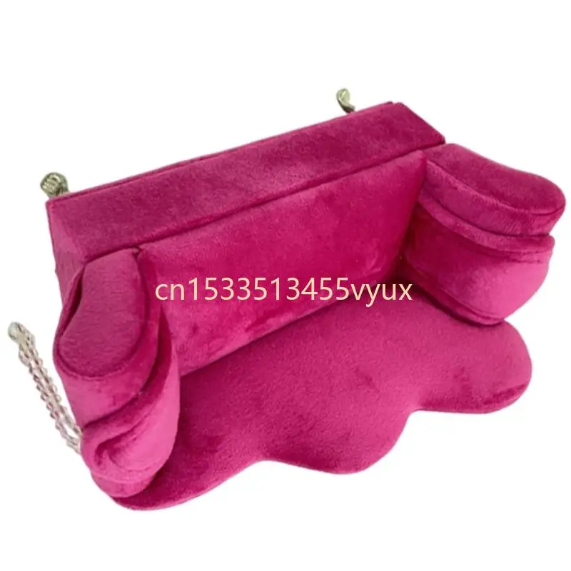 X5QD Rose Flannel Jewelry Organizers Sofa Soft Fabric Jewelry Case Accessories