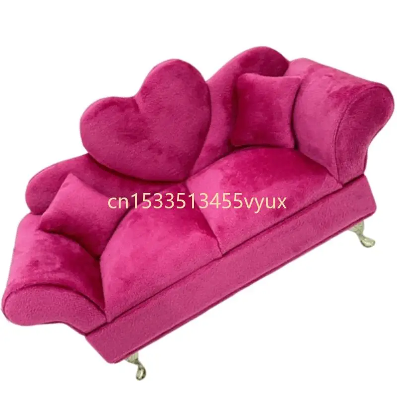 X5QD Rose Flannel Jewelry Organizers Sofa Soft Fabric Jewelry Case Accessories
