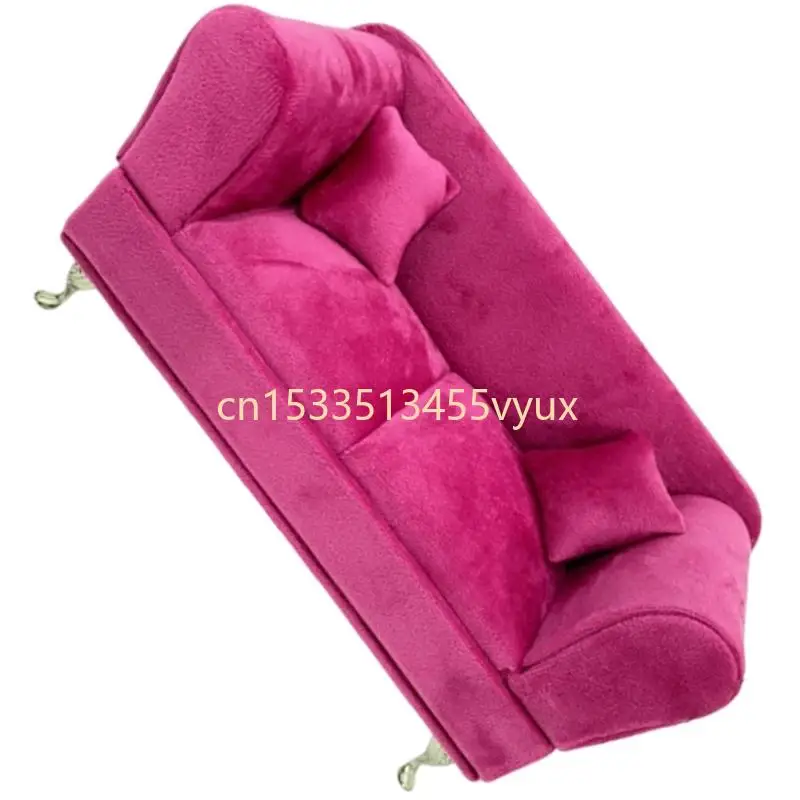 X5QD Rose Flannel Jewelry Organizers Sofa Soft Fabric Jewelry Case Accessories