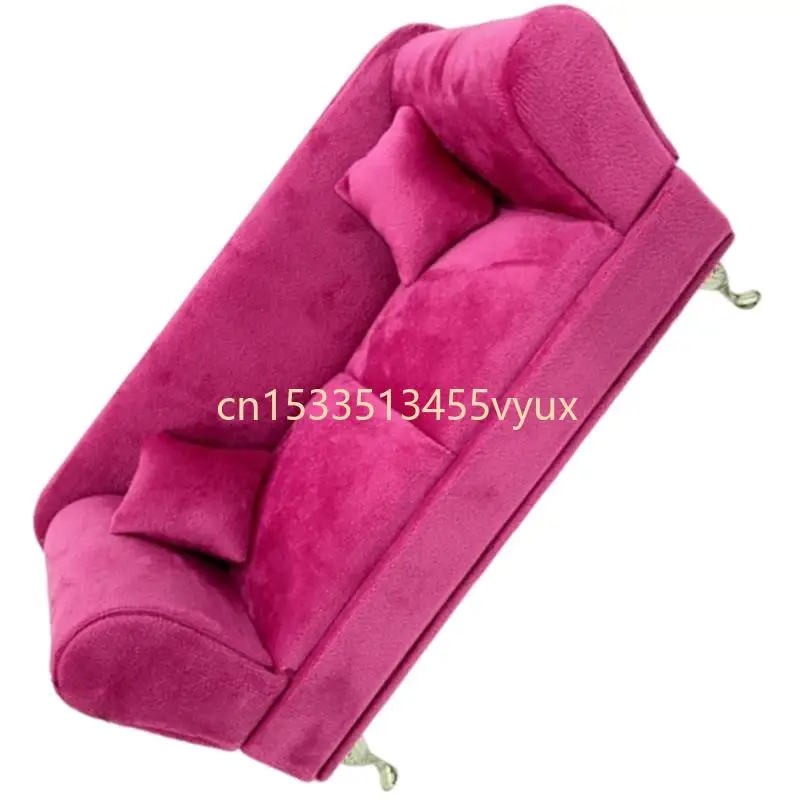 X5QD Rose Flannel Jewelry Organizers Sofa Soft Fabric Jewelry Case Accessories