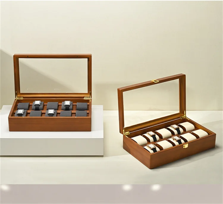 Oirlv 10 Grids Watch Box Wooden Jewelry Box Watches Organizer Men Women Mechanical Watches Storage Case Wristwatch Display Box