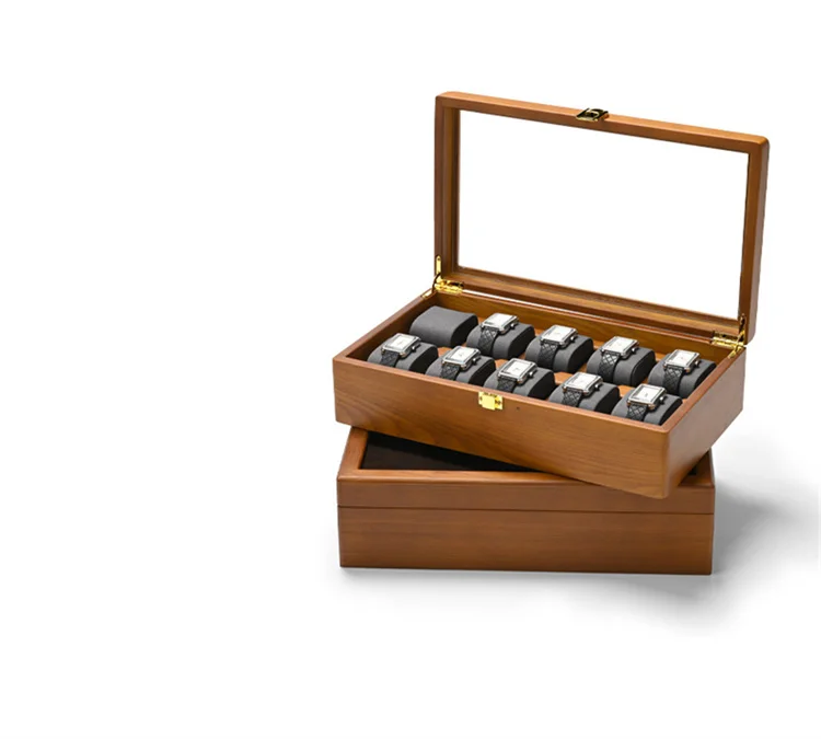 Oirlv 10 Grids Watch Box Wooden Jewelry Box Watches Organizer Men Women Mechanical Watches Storage Case Wristwatch Display Box