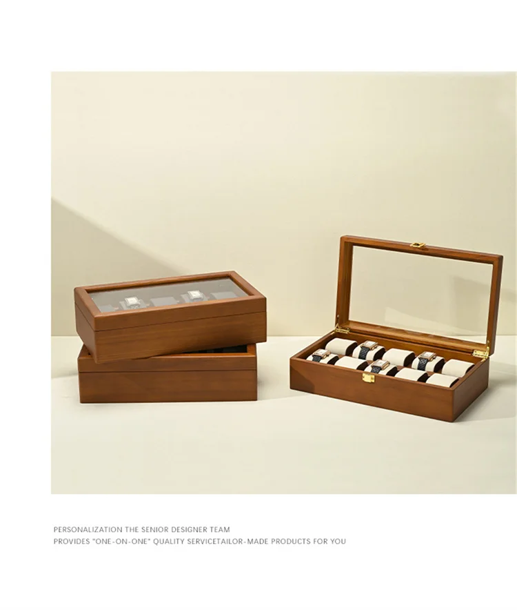 Oirlv 10 Grids Watch Box Wooden Jewelry Box Watches Organizer Men Women Mechanical Watches Storage Case Wristwatch Display Box