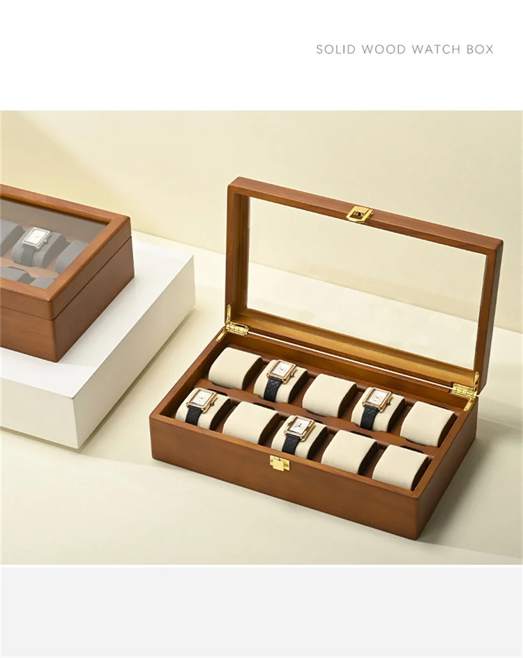 Oirlv 10 Grids Watch Box Wooden Jewelry Box Watches Organizer Men Women Mechanical Watches Storage Case Wristwatch Display Box