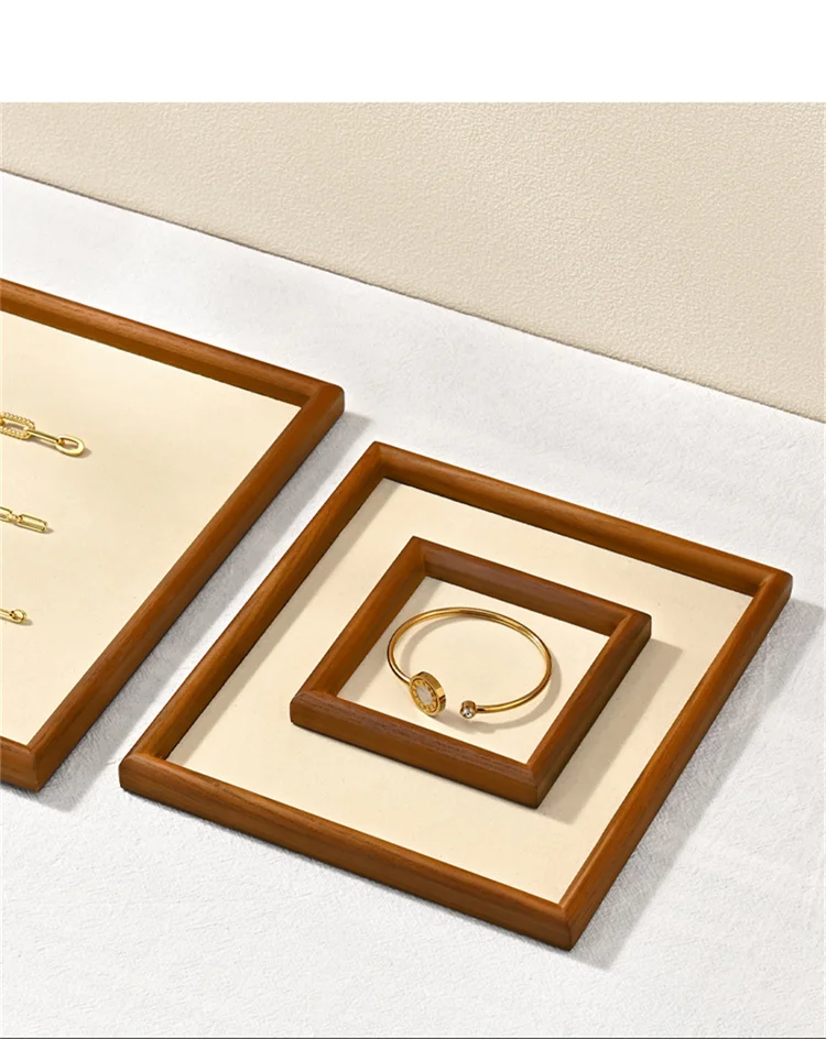Oirlv Wooden Jewelry Display Tray Jewelry Organizer Storage Tray Necklace Bracelet Earrings Ring Holder Tray Jewelry Shop Showca