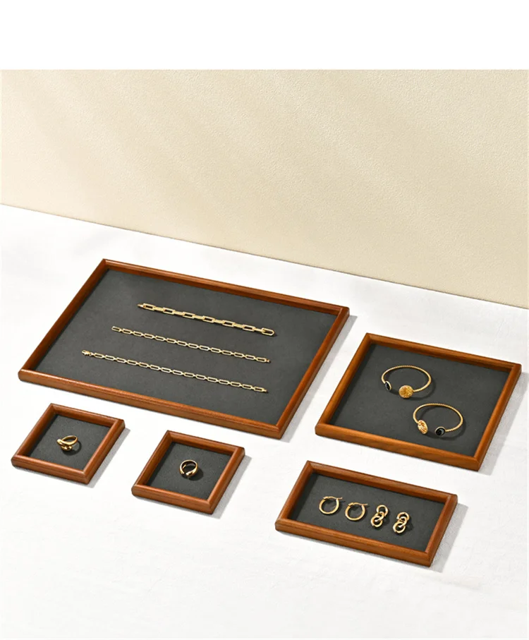 Oirlv Wooden Jewelry Display Tray Jewelry Organizer Storage Tray Necklace Bracelet Earrings Ring Holder Tray Jewelry Shop Showca