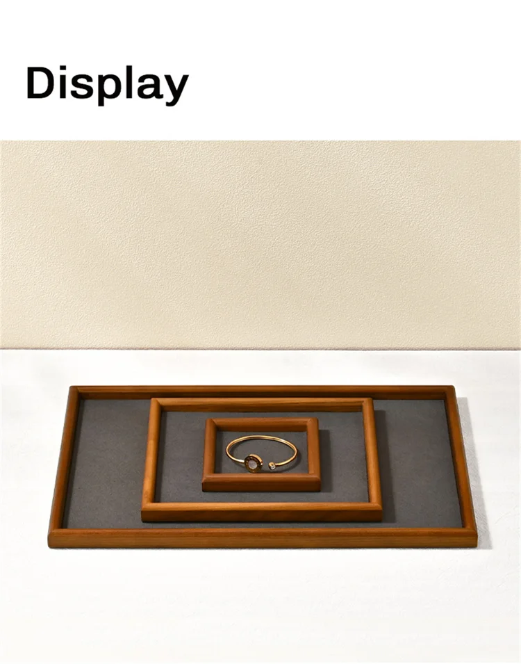 Oirlv Wooden Jewelry Display Tray Jewelry Organizer Storage Tray Necklace Bracelet Earrings Ring Holder Tray Jewelry Shop Showca