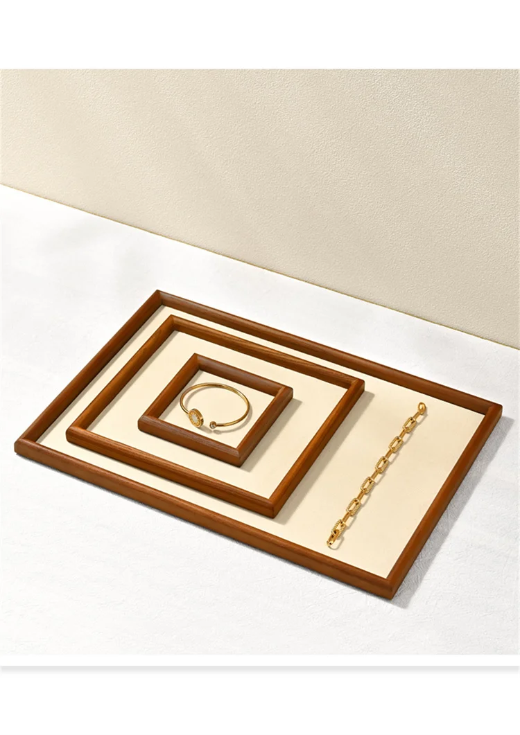 Oirlv Wooden Jewelry Display Tray Jewelry Organizer Storage Tray Necklace Bracelet Earrings Ring Holder Tray Jewelry Shop Showca