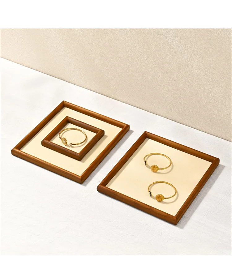 Oirlv Wooden Jewelry Display Tray Jewelry Organizer Storage Tray Necklace Bracelet Earrings Ring Holder Tray Jewelry Shop Showca