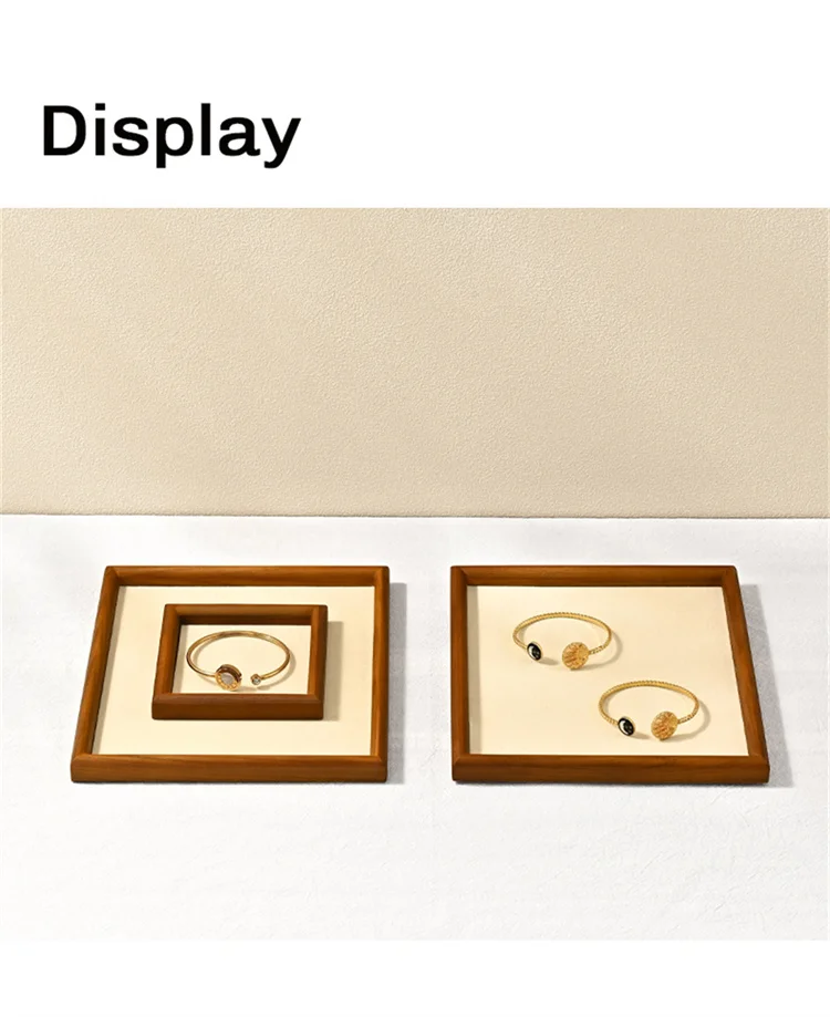 Oirlv Wooden Jewelry Display Tray Jewelry Organizer Storage Tray Necklace Bracelet Earrings Ring Holder Tray Jewelry Shop Showca
