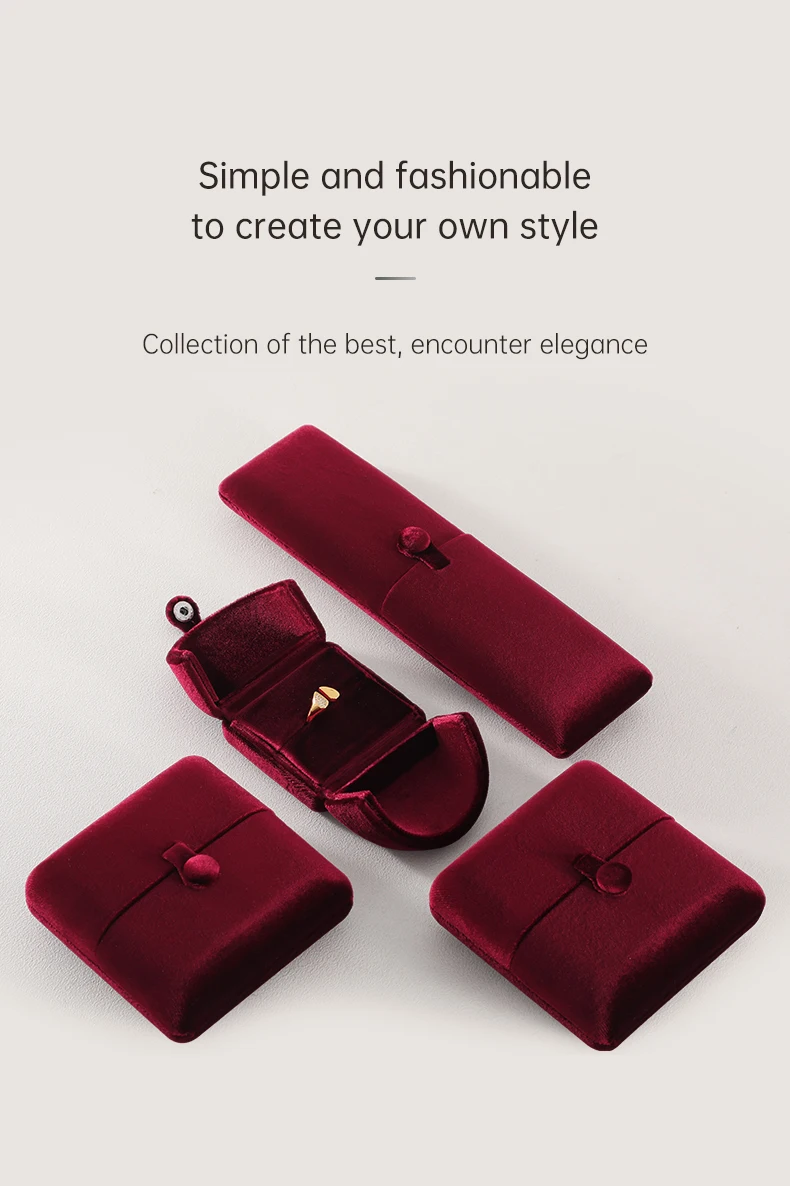 Yinbeini Velvet Jewelry Storage Box Ring Earring Bracelet Necklace Display Box for Wedding Proposal Engagement H024