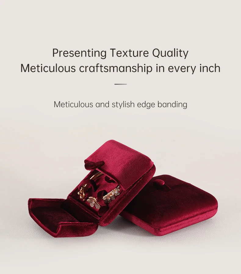 Yinbeini Velvet Jewelry Storage Box Ring Earring Bracelet Necklace Display Box for Wedding Proposal Engagement H024