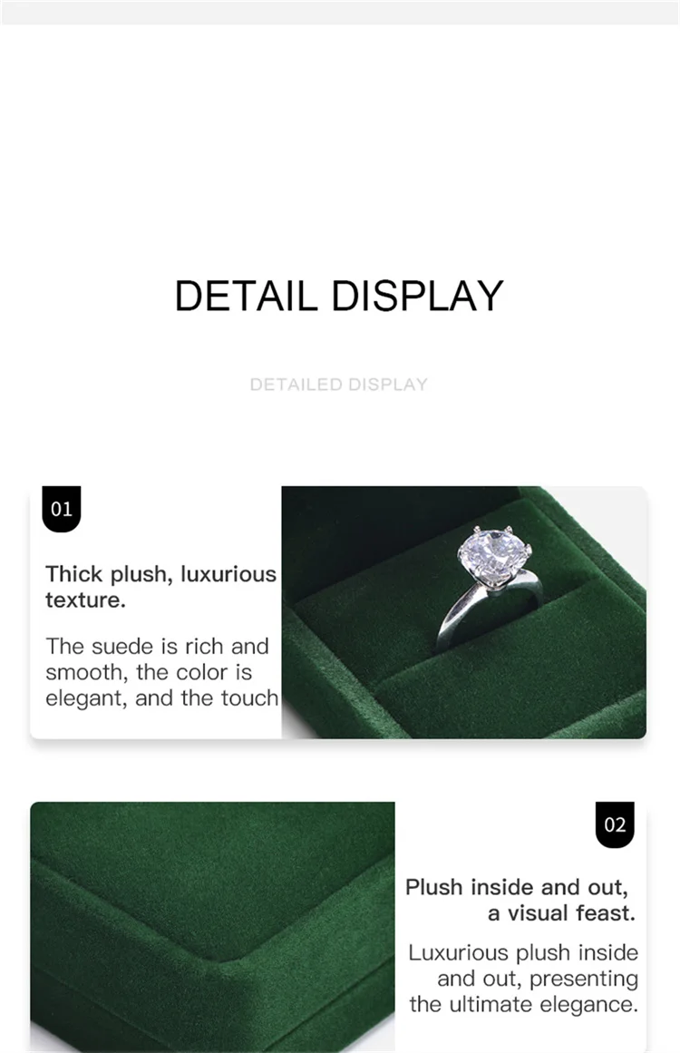 Oirlv Velvet Ring Box Gemstone Green Jewelry Box High-quality Earring Bracelet Necklace Box Jewelry Organizer Box Customizable