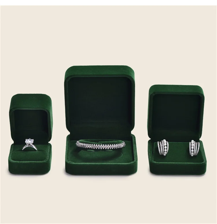 Oirlv Velvet Ring Box Gemstone Green Jewelry Box High-quality Earring Bracelet Necklace Box Jewelry Organizer Box Customizable