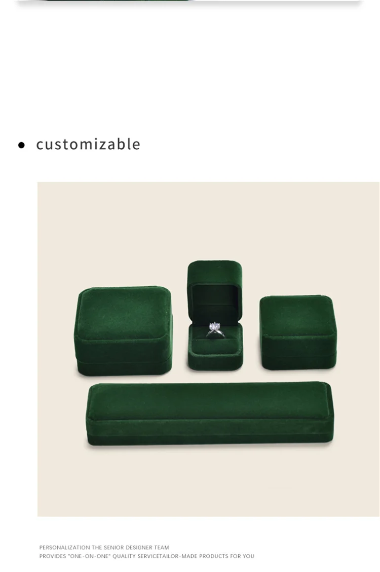 Oirlv Velvet Ring Box Gemstone Green Jewelry Box High-quality Earring Bracelet Necklace Box Jewelry Organizer Box Customizable