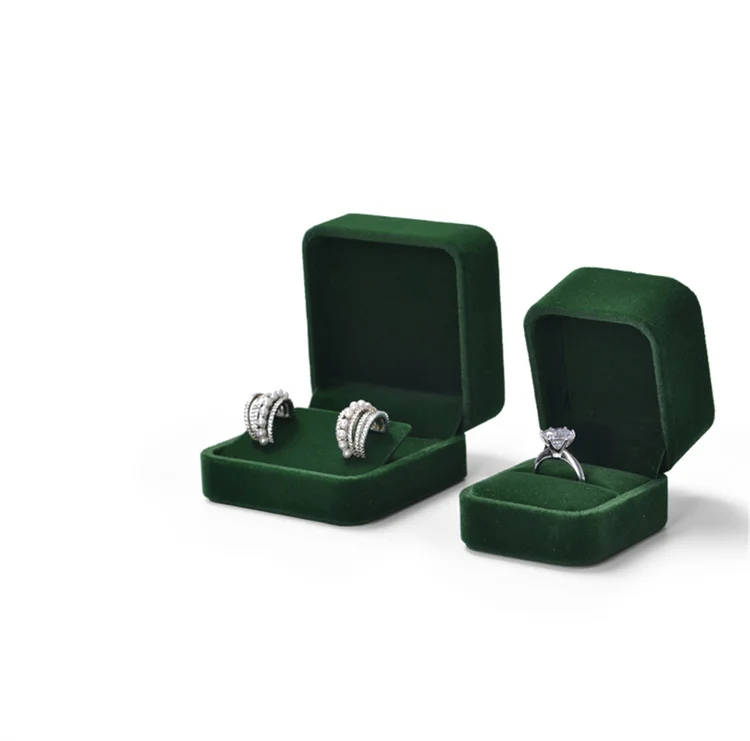 Oirlv Velvet Ring Box Gemstone Green Jewelry Box High-quality Earring Bracelet Necklace Box Jewelry Organizer Box Customizable