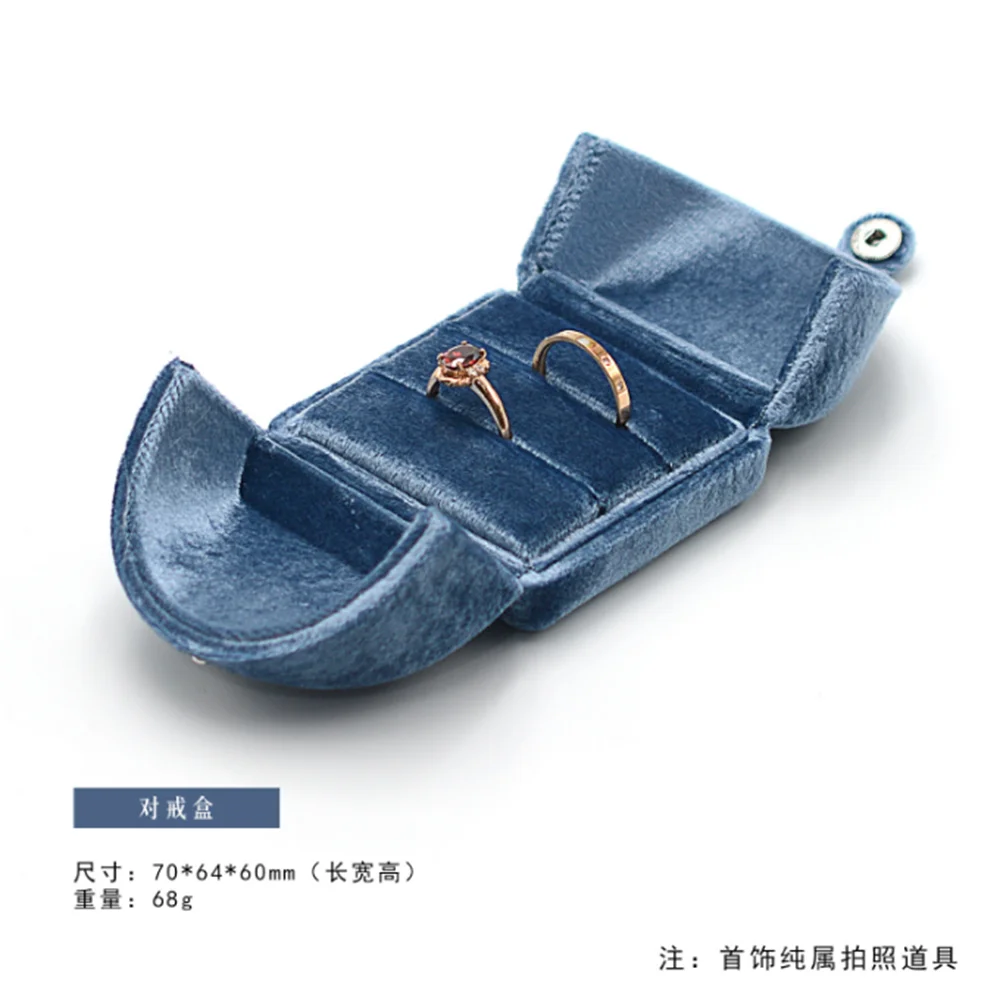 Double Opening Blue Velvet Jewelry Storage Box Necklace Ring Earrings Organizer Gift Box Solid Color Luxury Jewelry Box Joyero