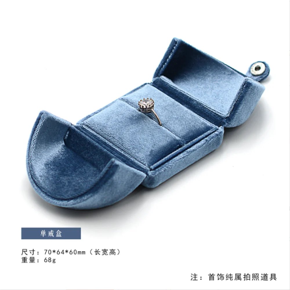 Double Opening Blue Velvet Jewelry Storage Box Necklace Ring Earrings Organizer Gift Box Solid Color Luxury Jewelry Box Joyero