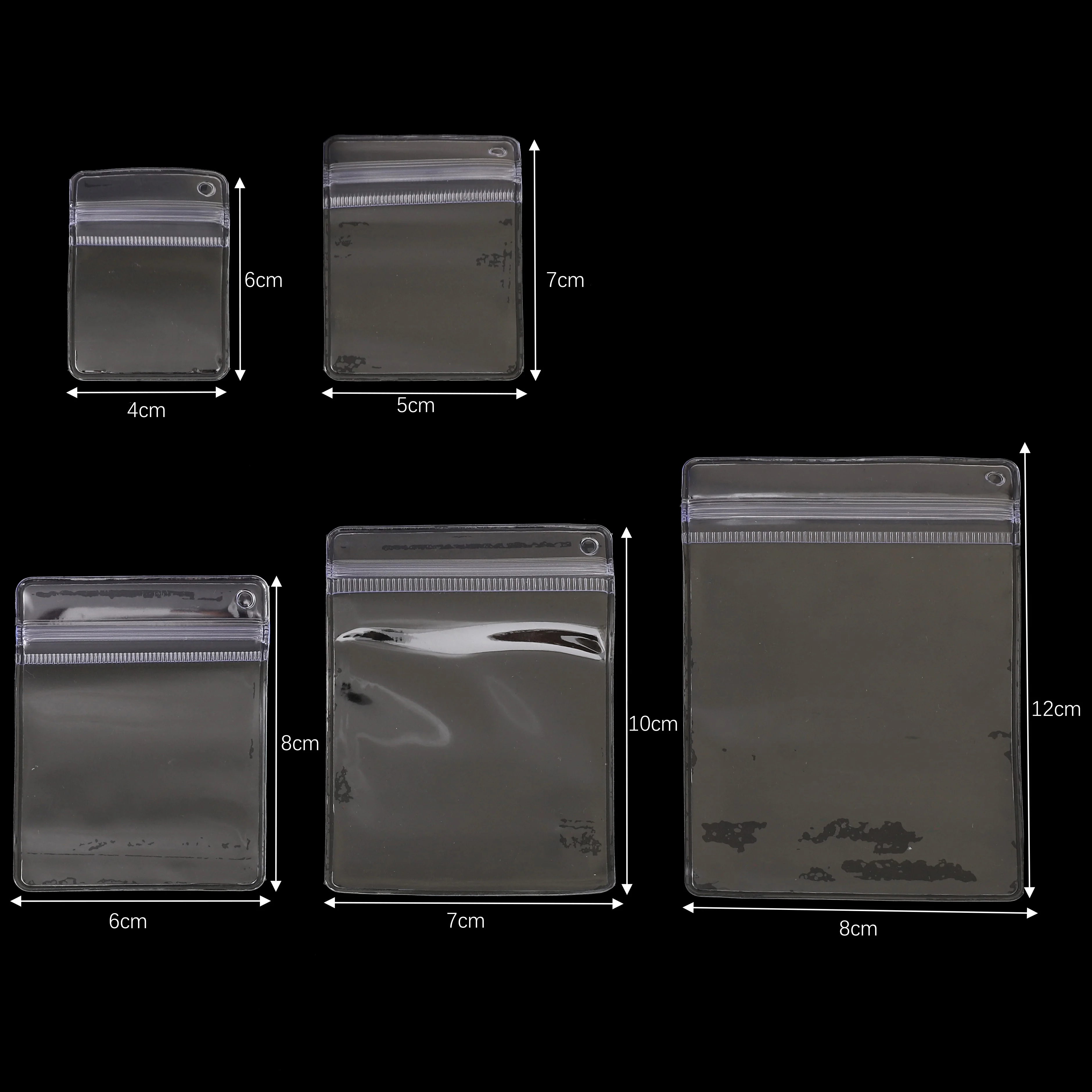 20pcs transparent PVC jewelry storage bag Hanging Sided Hole Bag Jewelry Bag Squeezable ID Photo Storage Bag